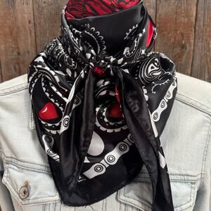 Lucky Cards Wild Rag Scarf | Black & Red | 35"x35"